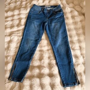 Classic Blue Skinny Jeans with Zipper Detail